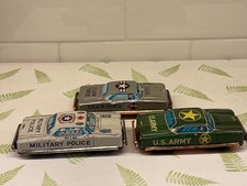 Lot of 3 Vintage TN Nomura Japan Tin Friction Litho Military Vehicles. 1960-70.