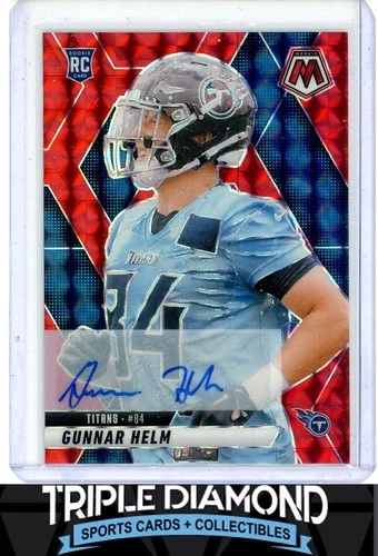 2025 Panini Mosaic #394 Gunnar Helm Rookie Autographs Mosaic Red #/199 E609