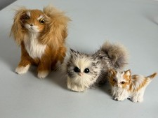 Cats kittens w/ real fur figurine dog w/real ...