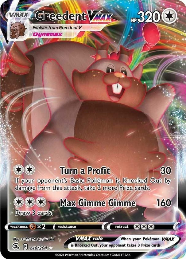 Greedent VMAX - 218/264 - Pokemon Fusion Strike Sword Shield Ultra Rare Card NM