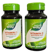 2 Pack Vitamin C 1000mg per serving w/ Rose Hips - 2x 100 Capsules - Ex: 4/28