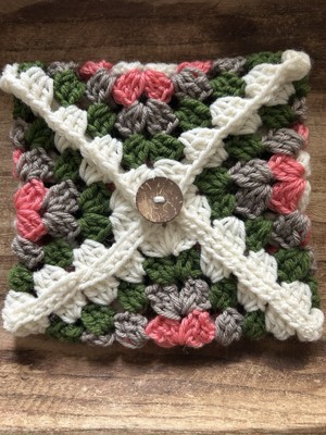 Handmade Crochet Granny Square Pocket Purse GrannyCore Cottage Boho Clutch