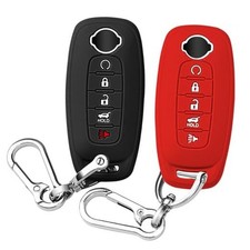 Key Fob Cover for Nissan, Car Key Fob Protector Key Case 5 Buttons Black Red