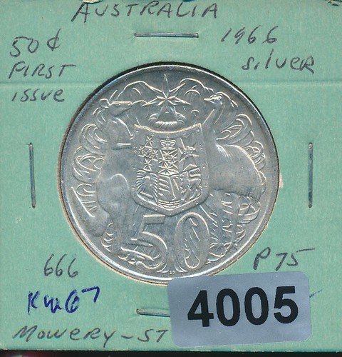 AUSTRALIA - SILVER - 50 CENTS SILVER KANGAROO - BU - #4005