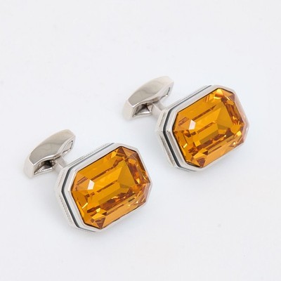 Tateossian Sterlingsilber orange Topas rechteckige Manschettenknöpfe CL8136
