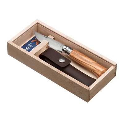 Opinel Geschenkset No 08 Olivenholz Taschenmesser mit Etui