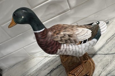 Vintage Standing Wooden Painted Mallard Duck, Mid-Early 80's | eBay