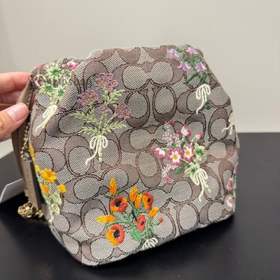 Coach Faye Mini Drawstring Bag Signature Jacquard With Floral