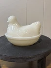 Vintage 4" Hazel Atlas White Milk Glass Hen on Nest Covered Candy Dish EUC