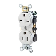 Leviton 15 Amp, 125/250 Volt, Narrow Body Duplex Receptacle, Straight Blade, ...