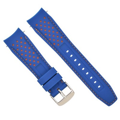 23MM CURVED RUBBER STRAP PERFORATED FOR CITIZEN ECO DRIVE NAVIHAWK BLUE ORANGE S