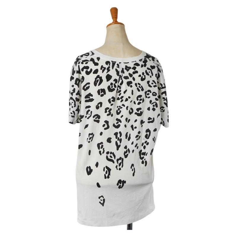 T shirt Saint Laurent bambino gatto taglia M bianca nera cotone donna