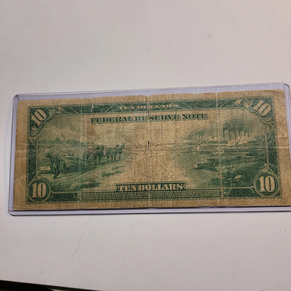 Large Size $10 1914 Federal Reserve Note  Cleveland, Ohio.  - Image 2 of 4