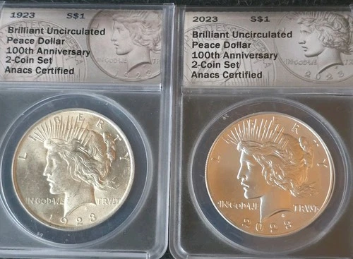 1923-2023 Uncirculated Peace Dollar 100th Anniversary Set ANACS Certified