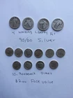 $ 2 ) 90/00 Silver Lot, Walking Liberty And Roosevelt Dimes
