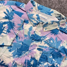 Columbia PFG Shirt Mens Small Blue Purple Tropical Fish Hawaiian Vented FM7011