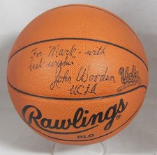 John Wooden Signed Rawlings NCAA Basketball JSA Authenticated Personalized