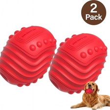 Pack Of 2: Squeaky Dog Ball for Aggressive Chewers Large Breed Tough Toys Rubber