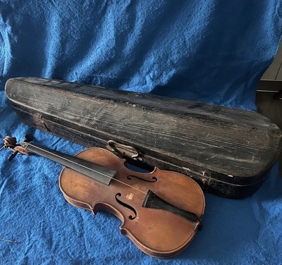 alte  antike Geige old Violin Viola Violine mit Holzkasten Musikinstrument