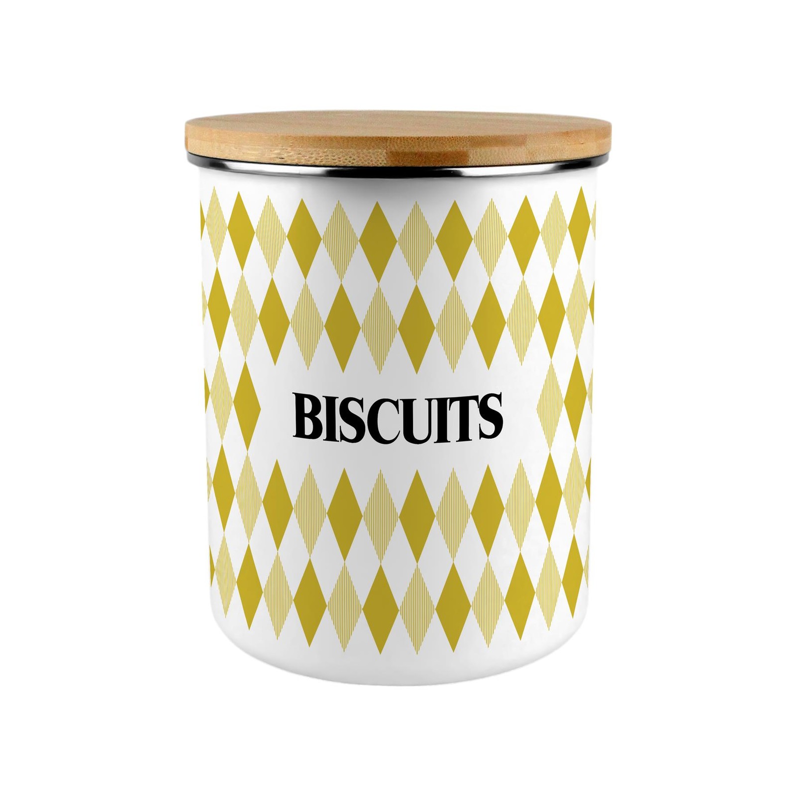 Yellow Argyle Print Biscuit Tin - 2.7L Extra-Large Kitchen Storage Canister