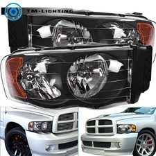For Dodge Ram 1500 2500 3500 2002-2005 Black Headlights Leftright Side Halogen