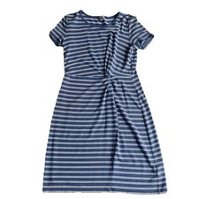 T By Talbots Womens Stripe Fluid Knit Twist Dress Size Small Sundress Short
