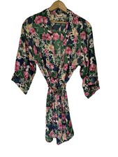 VTG VICTORIA'S SECRET Gold Label 100 Silk Floral Robe One Size Y2K Green Sz O/S