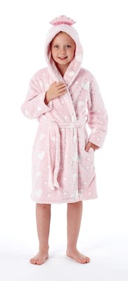 i-Smalls Girl's Princess Dream Hooded Bath Robe Dressing Gown (Pink) 5-6