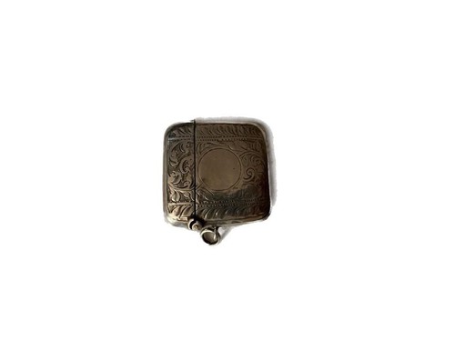 Antique English Sterling Silver Engraved Vesta Case Match Safe