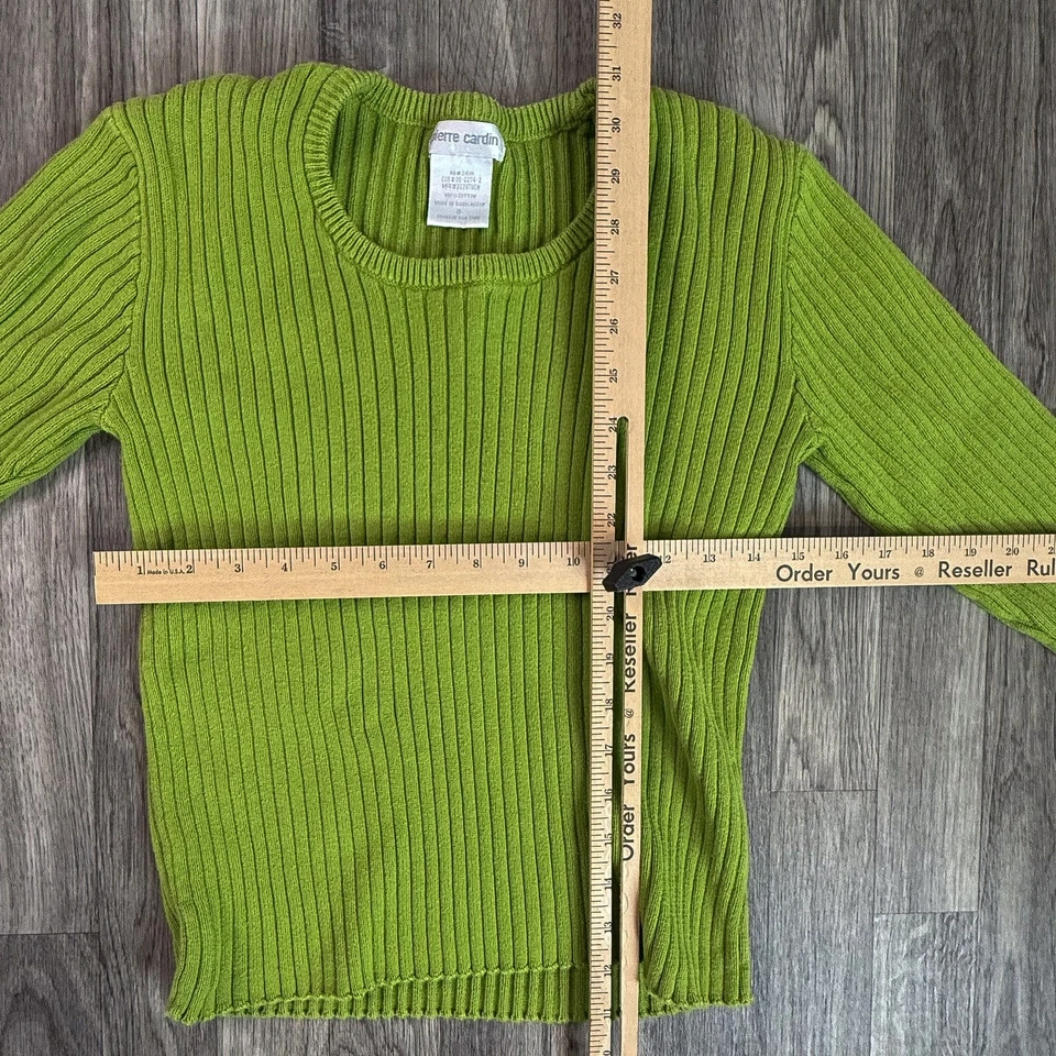 Pierre Cardin Bright Green Ribbed Cotton Sweater Pullover – 100% Cotton - Image 4 of 4