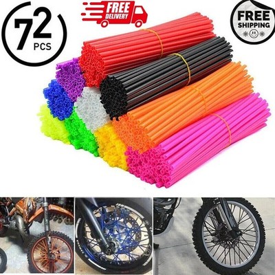 72Pcs Motorcycle Dirt Bike Spoke Skins Covers Wraps Wheel Rim Guard Protector