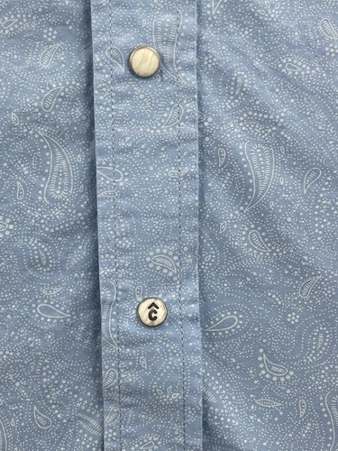 Rafter C Shirt Mens Large Baby Blue Paisley Western Snap Pearl Snap Cowboy - Picture 4 of 8