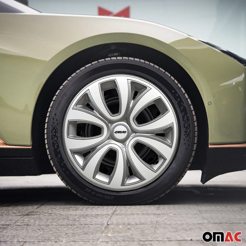 Cubierta de llanta de rueda de 14" se adapta a tapacubos de protección universal ABS duradero gris blanco mate Foto 2 de 4