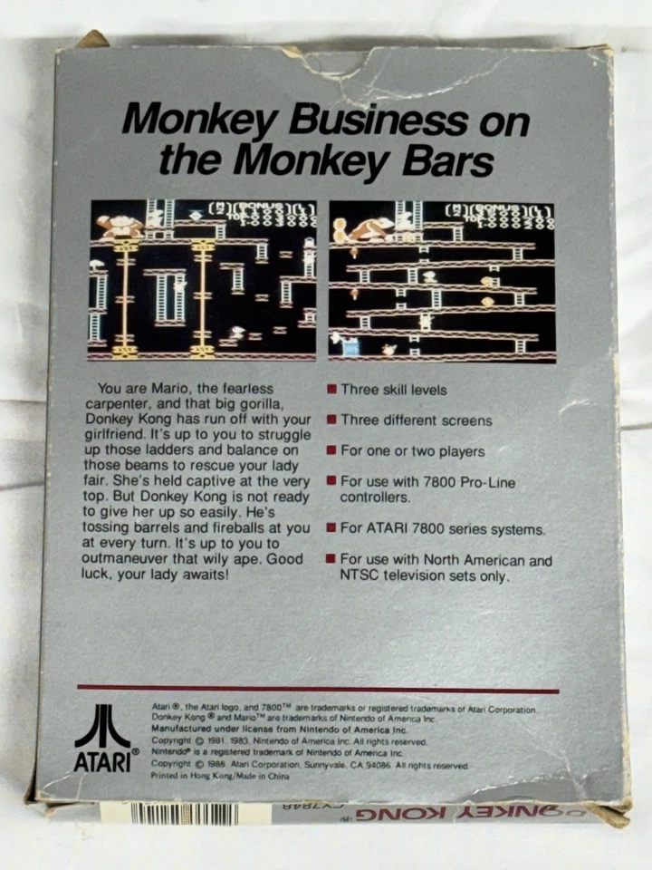 Donkey Kong - Atari 7800 (Nintendo, 1988) w/ Original Box + Manual - Image 2 of 4
