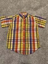 Ralph Lauren Shirt Boys 5 Multicolor Plaid Short Sleeve Button Down Pony Logo