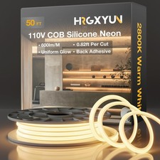 COB LED Neon Rope Light 110V - 15m/50ft Waterproof Silicone Rope Light with A...