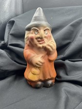 Vintage 1998 Reproduction Witch Paper Mache Candy Container 9" Marked SH