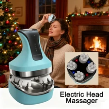 Cordless Ergonomic USB Neck Electric Massager with Magnetic & Heated Head/Scalp