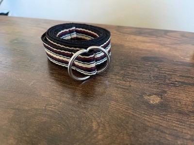 Rafaella Double D-Ring Buckle with Multicolor Striped Belt Size 38-40 inch Waist