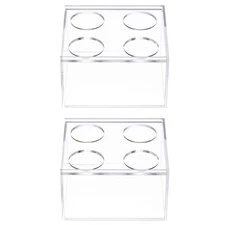 2 Pcs Acrylic Flower Vase 4.25 Inch Rectangular Floral Centerpiece