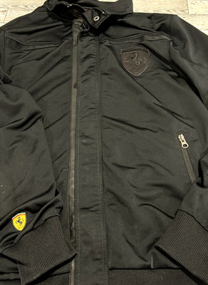 Puma Jacket Mens MEDIUM Black Ferrari Scuderia Full Zip Racing Motorsports Track