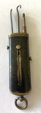Victorian Brass Chatelaine Etui Extending Button Hook, Pencil & Vanity Tool