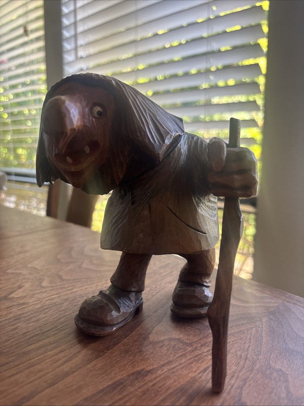 VTG TROLL HAND CARVED WOOD ARTIST NORWAY