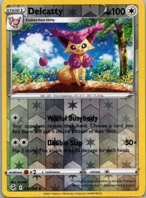 Delcatty 211/264 Uncommon SWSH08: Fusion Strike Pokemon Reverse Holo Near Mint