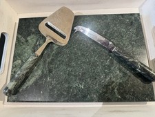 Vintage 3 Piece Green Solid Marble Cheese Pla...