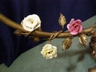 Vintage French Ormolu Boudoir Gold Lamp Porcelain Roses   — photo 4