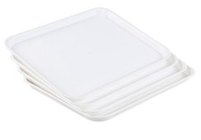 4 PCS White Plastic Cafeteria Food Serving Tray 17.2x13.3x1 Inch Rectangle