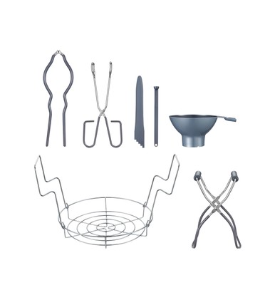 7 Pieces Premium Stainless Steel Canning Set Starter Kit w/Rack. No Rust, Ext...