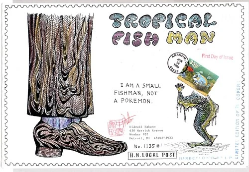 #3319 AQUARIUM FISH RED FISH BLUE NAKANO PERFINS "TROPICAL FISH MAN" FDC ** #1 !