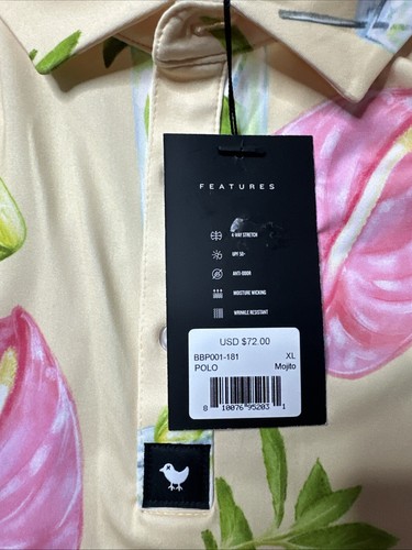 Bad Birdie Golf Polo Shirt Mojito Stretch Pink Flower Limes Cocktail Size XL - Picture 9 of 15